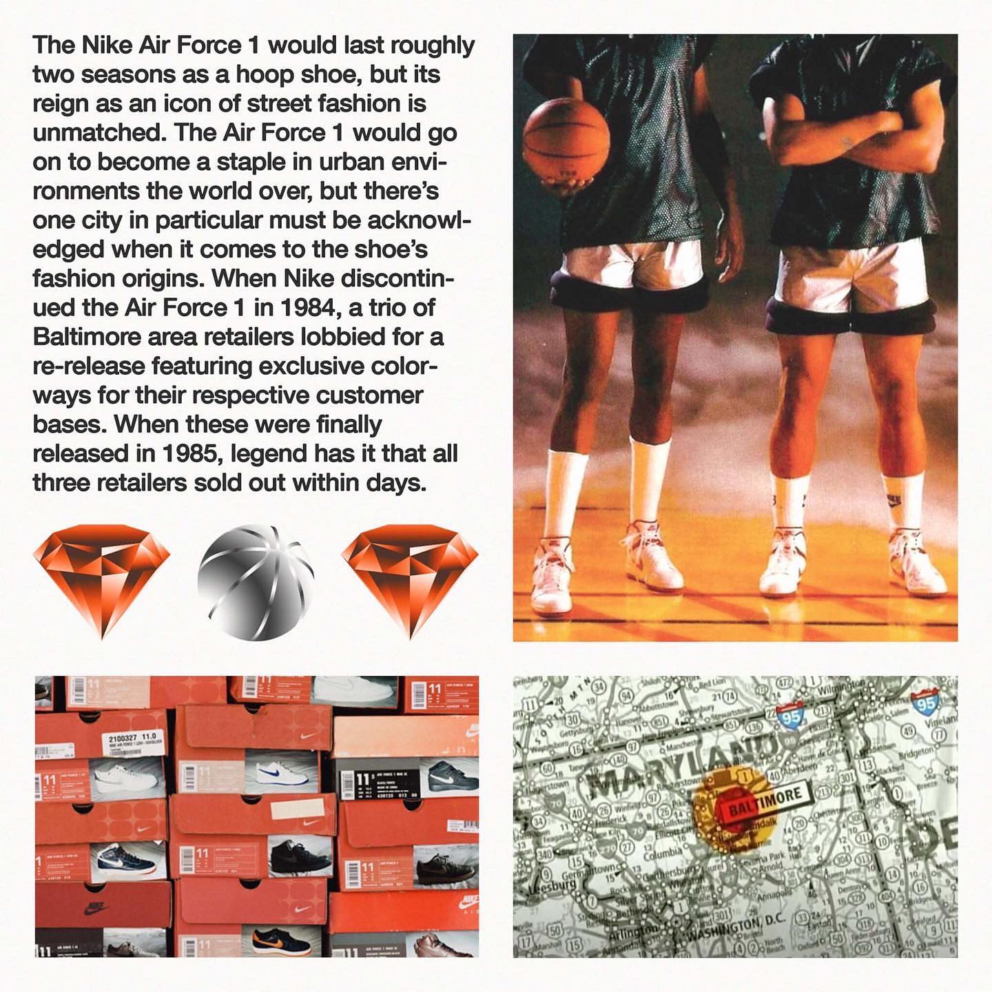 Graphic Design, Illustration, Key Art, Editorial Design for Nike, featuring History of the Air Force 1