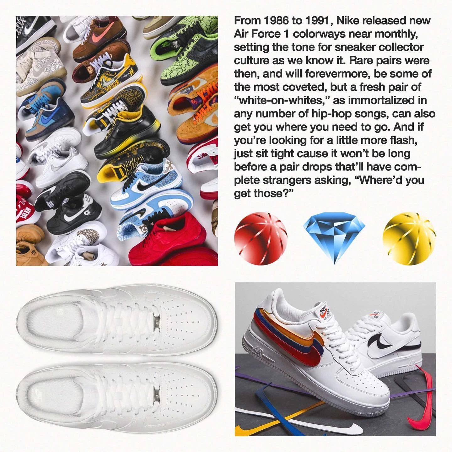 Graphic Design, Illustration, Key Art, Editorial Design for Nike, featuring History of the Air Force 1
