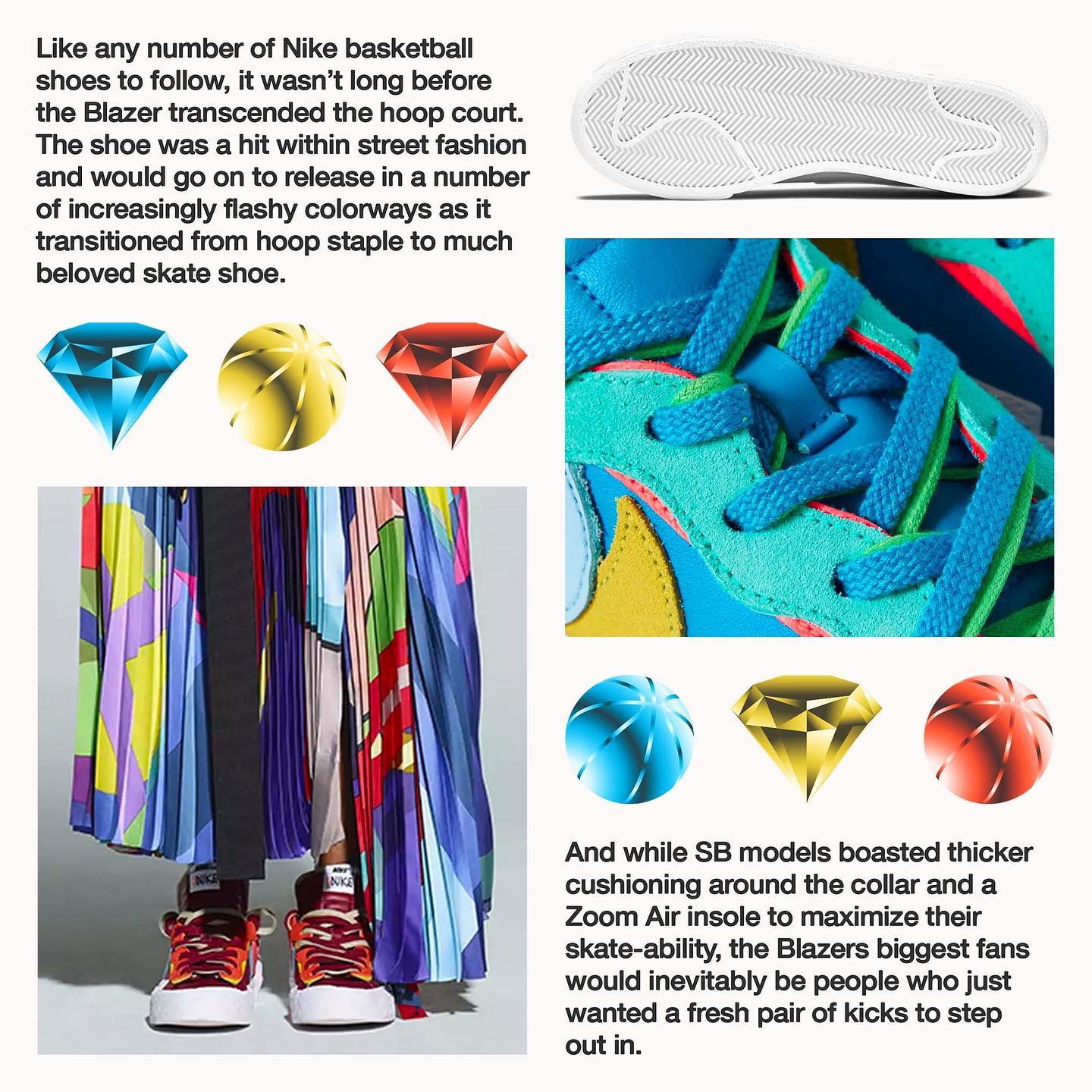 Graphic Design, Illustration, Key Art, Editorial Design for Nike, featuring History of the Blazer